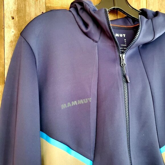 Mammut Softshell Full Zip hooded Jacket Mens M Navy Taupe - Picture 2 of 4